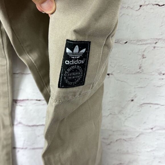 Adidas Pants Mens 30 Jogger Cargo Tapered Leg Pull On Drawstring Pocket Beige - Picture 3 of 11